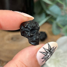 Load image into Gallery viewer, Teeny Silver Sheen Obsidian Snake Skull