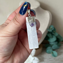 Load image into Gallery viewer, Raw SatinSpar Amethyst Pendant (Silver)