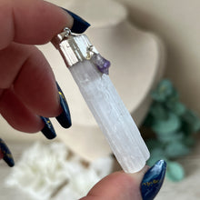Load image into Gallery viewer, Raw SatinSpar Amethyst Pendant (Silver)