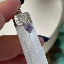 Load image into Gallery viewer, Raw SatinSpar Amethyst Pendant (Silver)