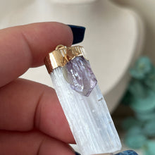 Load image into Gallery viewer, Raw SatinSpar Amethyst Pendant B (Light)