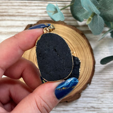 Load image into Gallery viewer, Drop Gold Plated Raw Black Amethyst Pendant