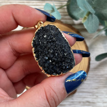 Load image into Gallery viewer, Drop Gold Plated Raw Black Amethyst Pendant