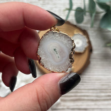 Load image into Gallery viewer, Gold-Plated Druzy Agate Slice Pendant