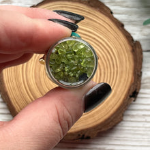 Load image into Gallery viewer, Gold Metal Peridot Chips Pendant with Amethyst and Turquoise