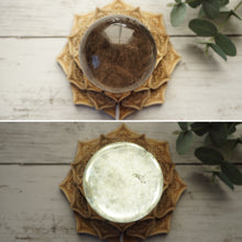Load image into Gallery viewer, Large Etched Lotus Wood Sphere Holder