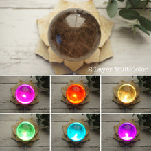 Load image into Gallery viewer, Large Etched Lotus Wood Sphere Holder