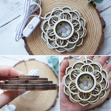 Load image into Gallery viewer, Large Etched Lotus Wood Sphere Holder