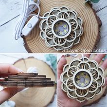 Load image into Gallery viewer, Large Etched Lotus Wood Sphere Holder