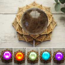 Load image into Gallery viewer, Large Etched Lotus Wood Sphere Holder