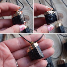 Load image into Gallery viewer, GoldPlated Black Tourmaline Raw Necklace