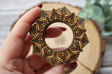 Load image into Gallery viewer, Lotus Etched Wood Sphere Holder