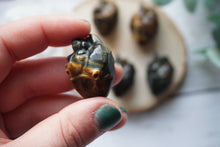Load image into Gallery viewer, Hawk & Yellow Tiger Eye Mini Anatomical Heart