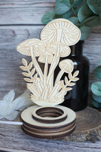 Load image into Gallery viewer, Large Etched Mushroom Wood Sphere Holder