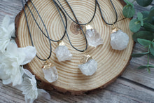 Load image into Gallery viewer, Gold Plated Raw Clear Quartz Pendant