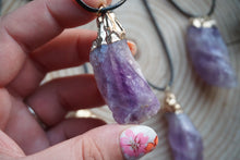 Load image into Gallery viewer, Gold Plated Raw Amethyst Pendant