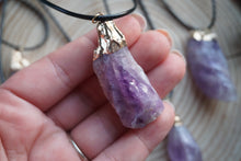 Load image into Gallery viewer, Gold Plated Raw Amethyst Pendant
