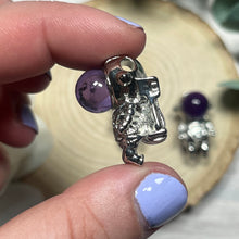 Load image into Gallery viewer, Amethyst Metal Astronaut Pendant