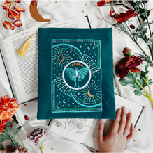 Load image into Gallery viewer, Turquoise 'Luna Moth' Book Sleeve v.2 - The Quirky Cup Collective