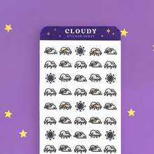 Load image into Gallery viewer, Cloudy Weather Planner Sticker Sheet - The Quirky Cup Collective