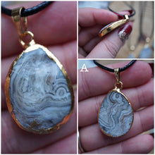Load image into Gallery viewer, Gold-Plated Botswana Agate Pendant