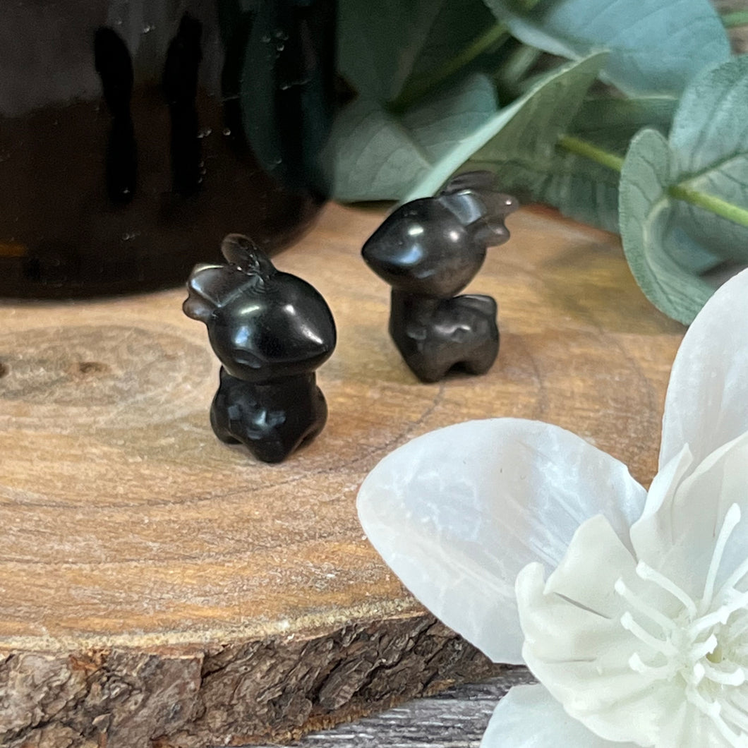 Teeny Silver Sheen Obsidian Deer