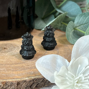 Teeny Silver Sheen Obsidian Christmas Tree