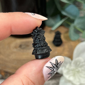 Teeny Silver Sheen Obsidian Christmas Tree