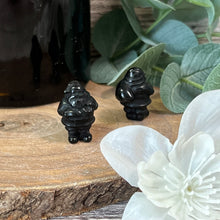 Load image into Gallery viewer, Teeny Silver Sheen Obsidian Christmas Santa
