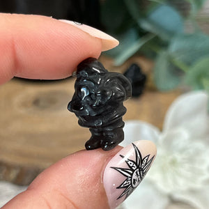 Teeny Silver Sheen Obsidian Christmas Santa