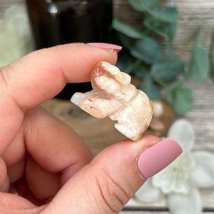 Mini Flower Agate Bear