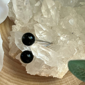 Golden Sheen Obsidian Round Stud Earring