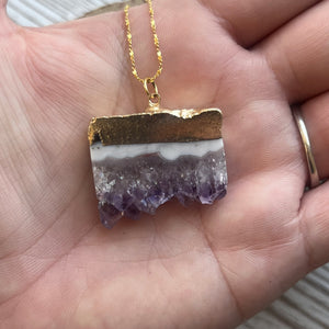 Gold Amethyst Cluster Pendant