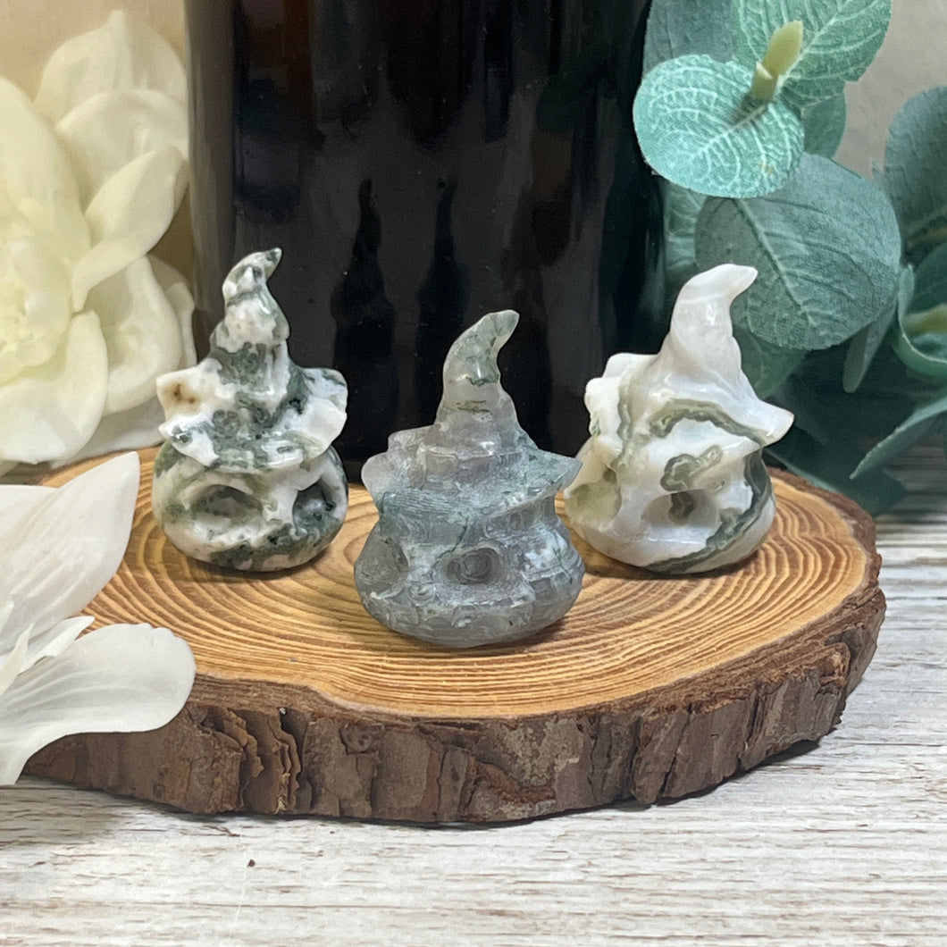 Mini Moss Agate Jack-o-Lantern