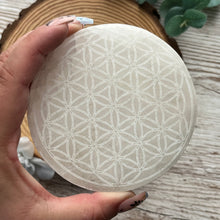 Load image into Gallery viewer, Etched Selenite Plate - Flower of Life
