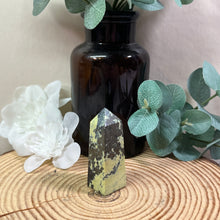 Load image into Gallery viewer, Pre-Loved: Serpentine with Pyrite Obelisk
