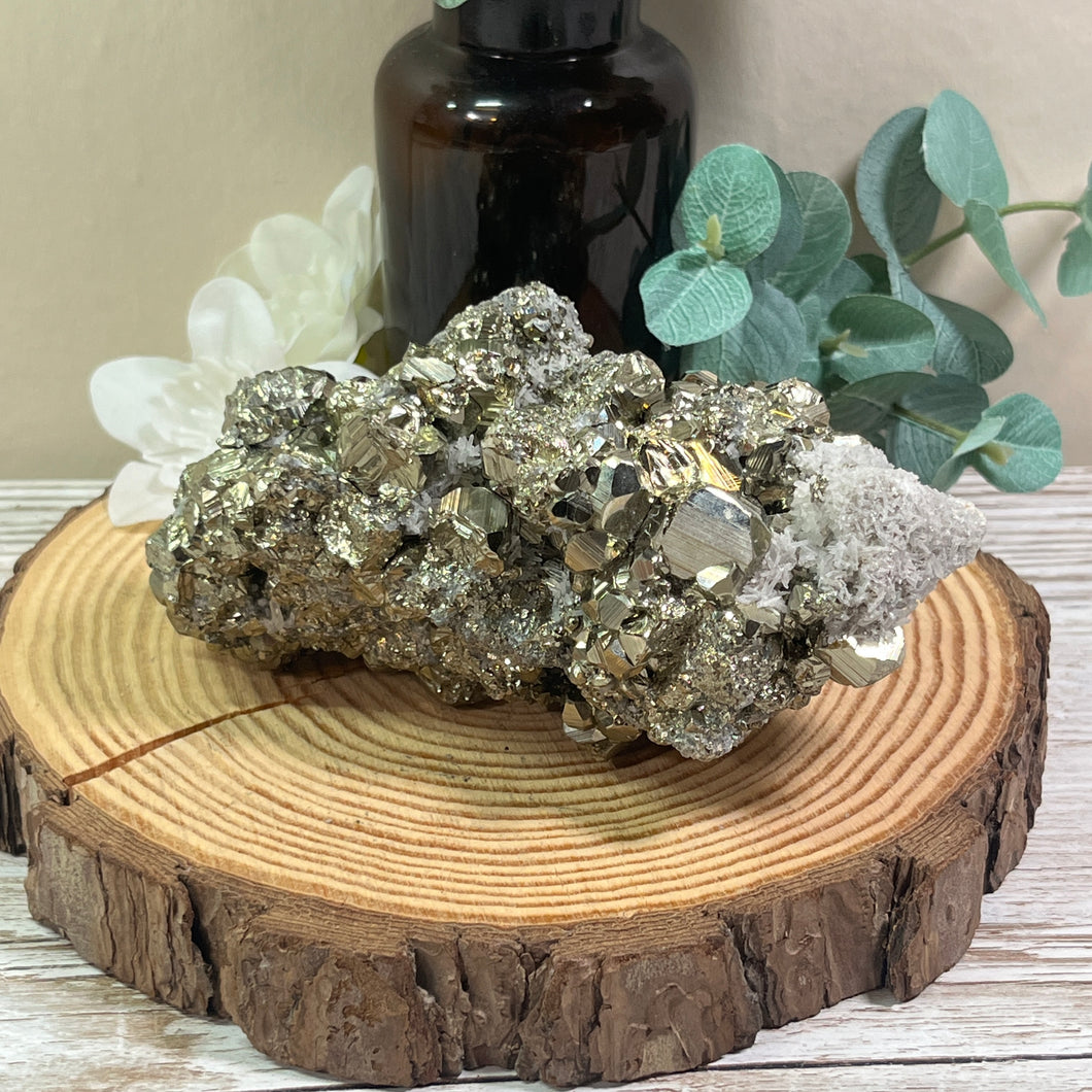 Statement Specimen: XL Pyrite Cluster with A-grade Clear Quartz