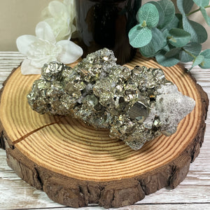 Statement Specimen: XL Pyrite Cluster with A-grade Clear Quartz
