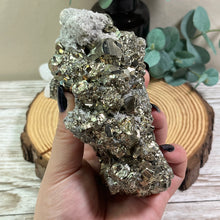 Load image into Gallery viewer, Statement Specimen: XL Pyrite Cluster with A-grade Clear Quartz
