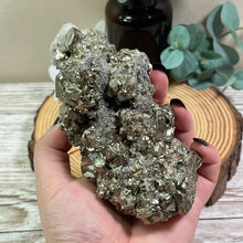 Load image into Gallery viewer, Statement Specimen: XL Pyrite Cluster with A-grade Clear Quartz

