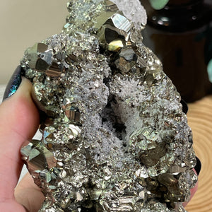 Statement Specimen: XL Pyrite Cluster with A-grade Clear Quartz