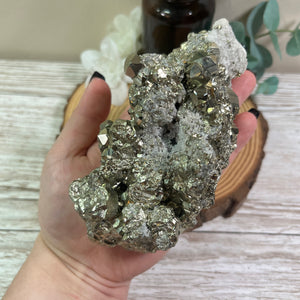 Statement Specimen: XL Pyrite Cluster with A-grade Clear Quartz