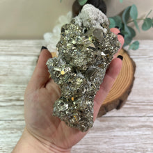 Load image into Gallery viewer, Statement Specimen: XL Pyrite Cluster with A-grade Clear Quartz
