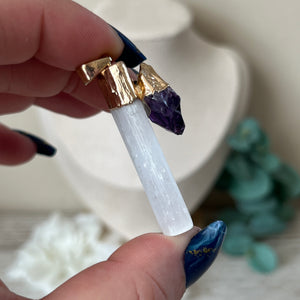 Raw SatinSpar Amethyst Pendant A (Dark)