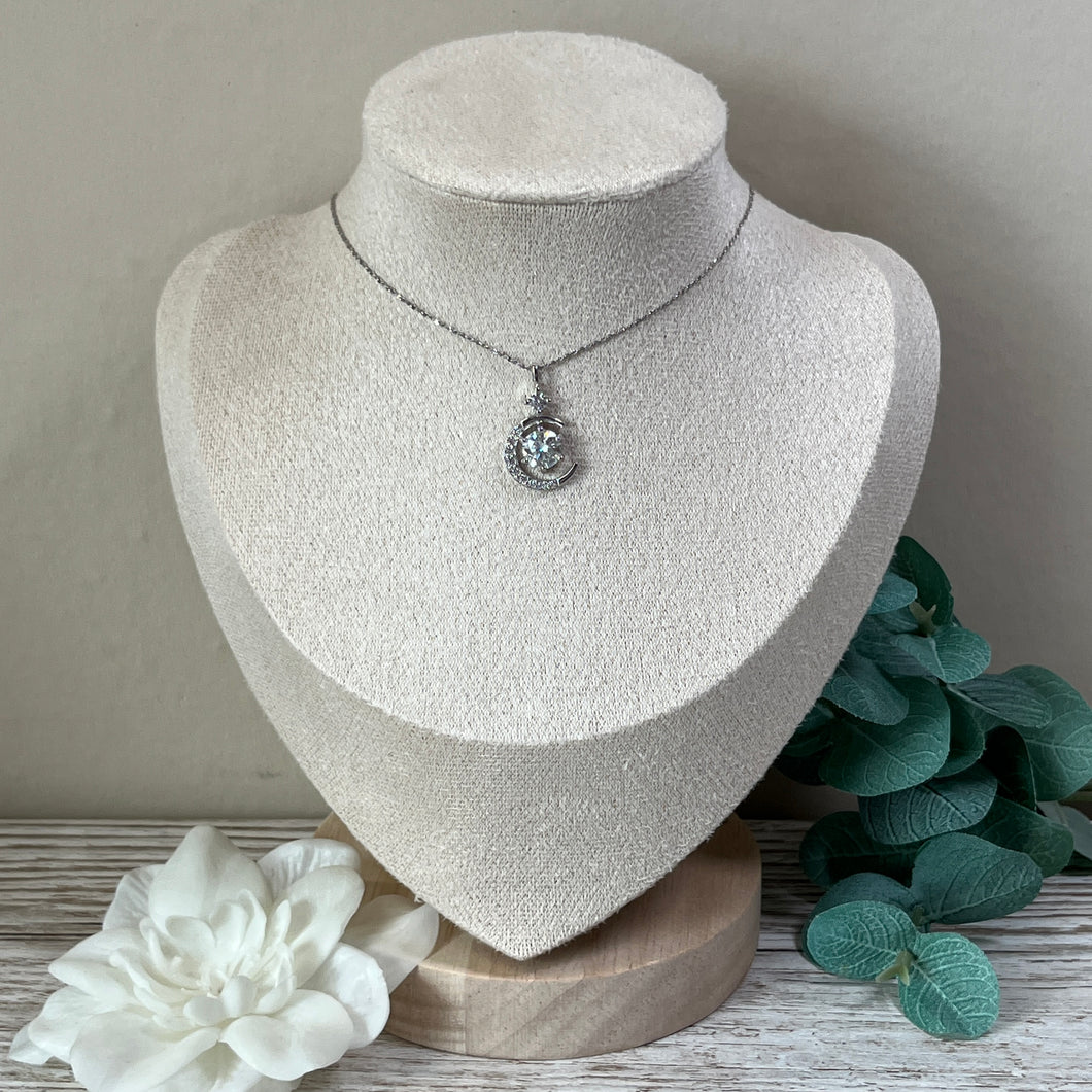 Moon Drop Pendant (S925 & CZ)