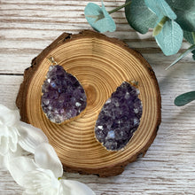 Load image into Gallery viewer, Drop Gold Plated Raw Amethyst Pendant

