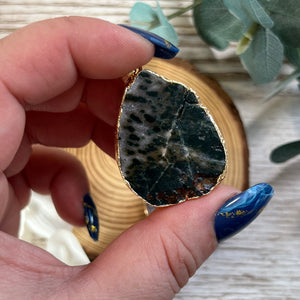 Drop Gold Plated Raw Amethyst Pendant