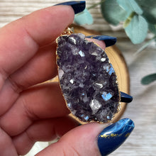 Load image into Gallery viewer, Drop Gold Plated Raw Amethyst Pendant
