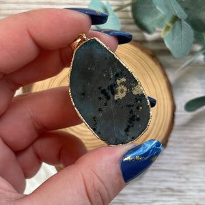 Drop Gold Plated Raw Amethyst Pendant