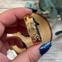 Load image into Gallery viewer, Drop Gold Plated Raw Black Amethyst Pendant
